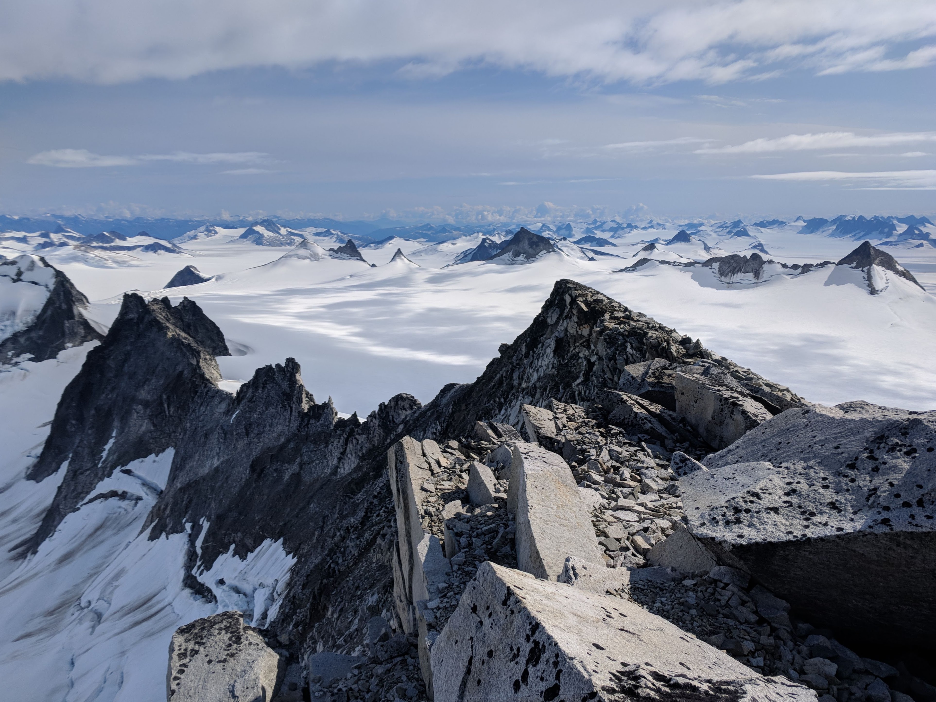 Juneau Ice field with pointy mountain range 