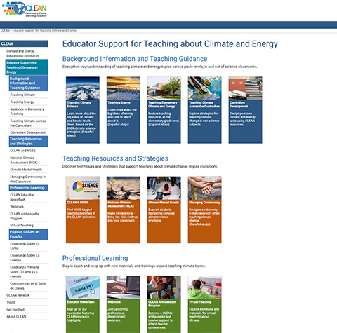 CLEAN Educator Support page
