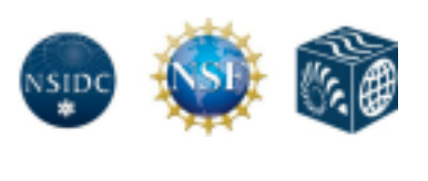 Three blue round logos from NSIDIC, NSF, and the Arctic Data Center.