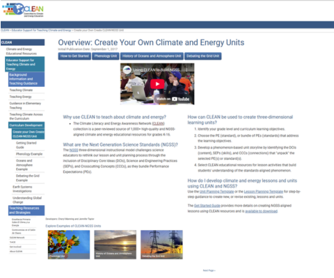 NGSS Unit development screenshot