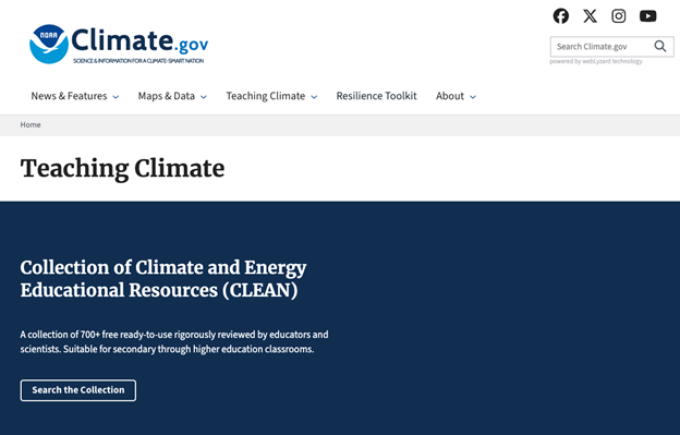 Screenshot of the Climate.gov site.