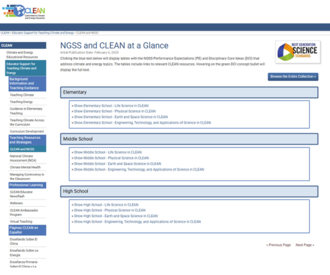 NGSS & CLEAN at a glance screenshot