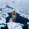 ship in icy water 