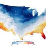 United states map with an Arctic air mass covering a large part of the United States