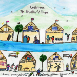 Village scene childrens drawing