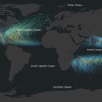 Hurricane Tracks shows global tropical cyclones from 1950 - 2020. The majority of this activity is in the North Atlantic Ocean, the Eastern pacific, Southwest Asia, and in the Indian Ocean.