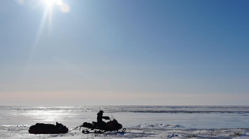 Snowmobile in the arctic 