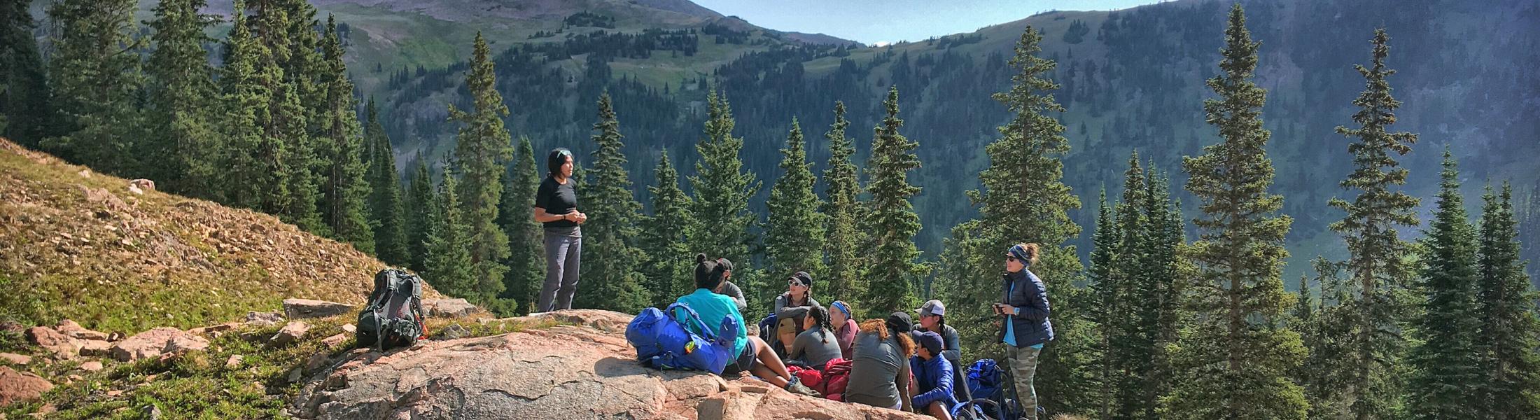 group of students in the mountains