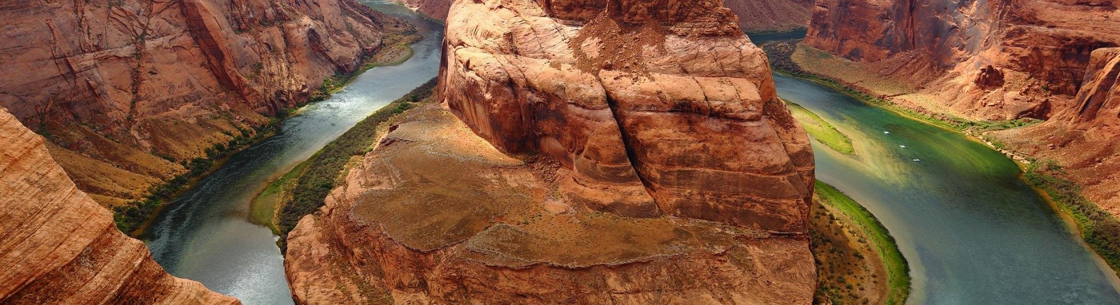 Bend in a river and canyon