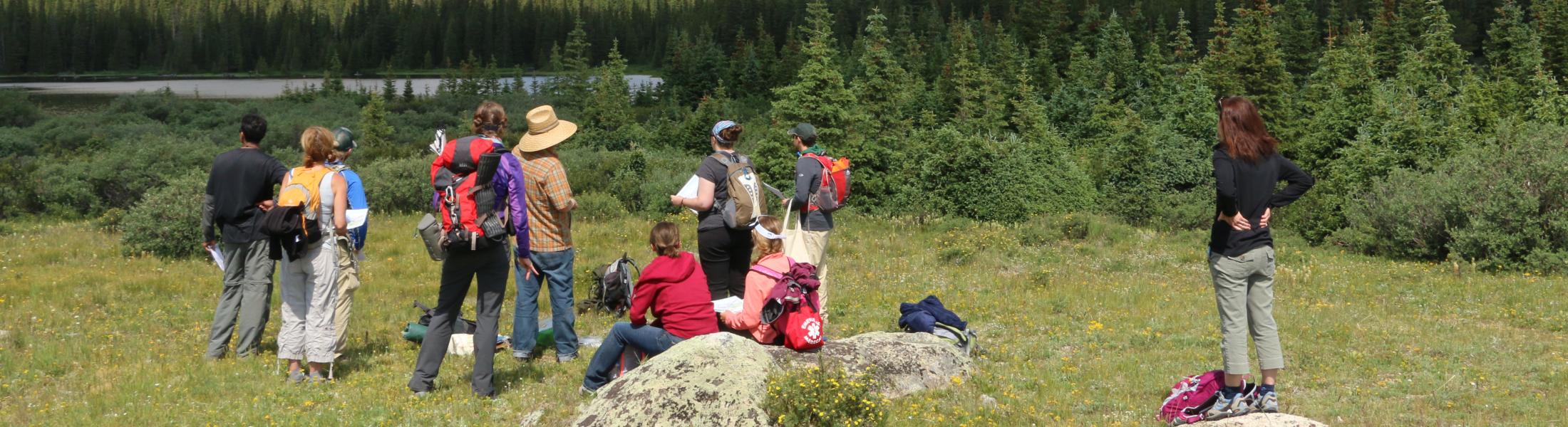 Students in a field 