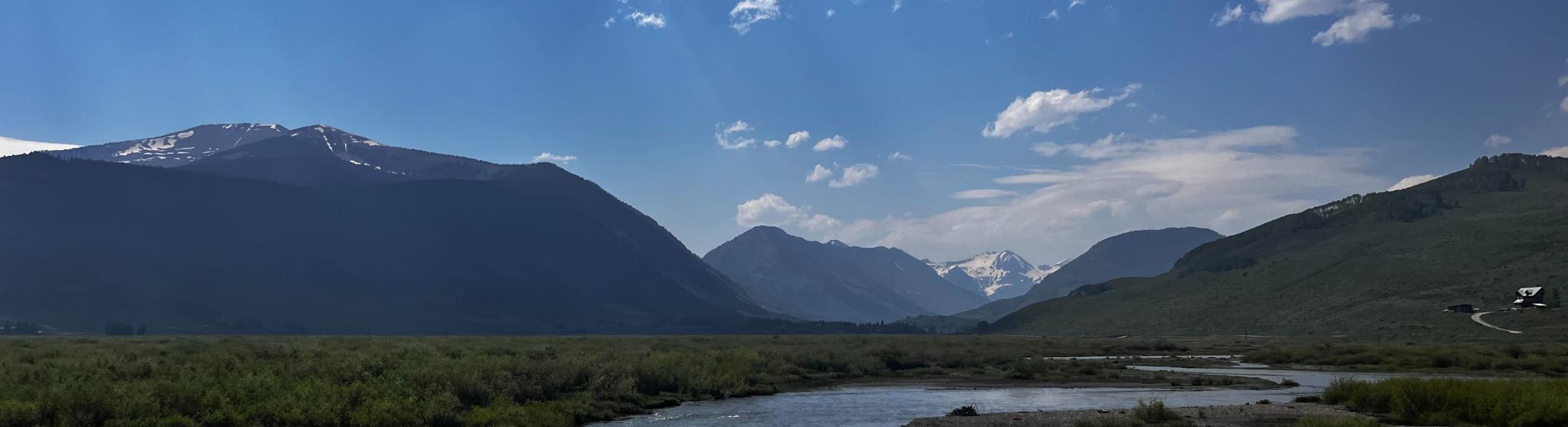 River running through mountain valleys