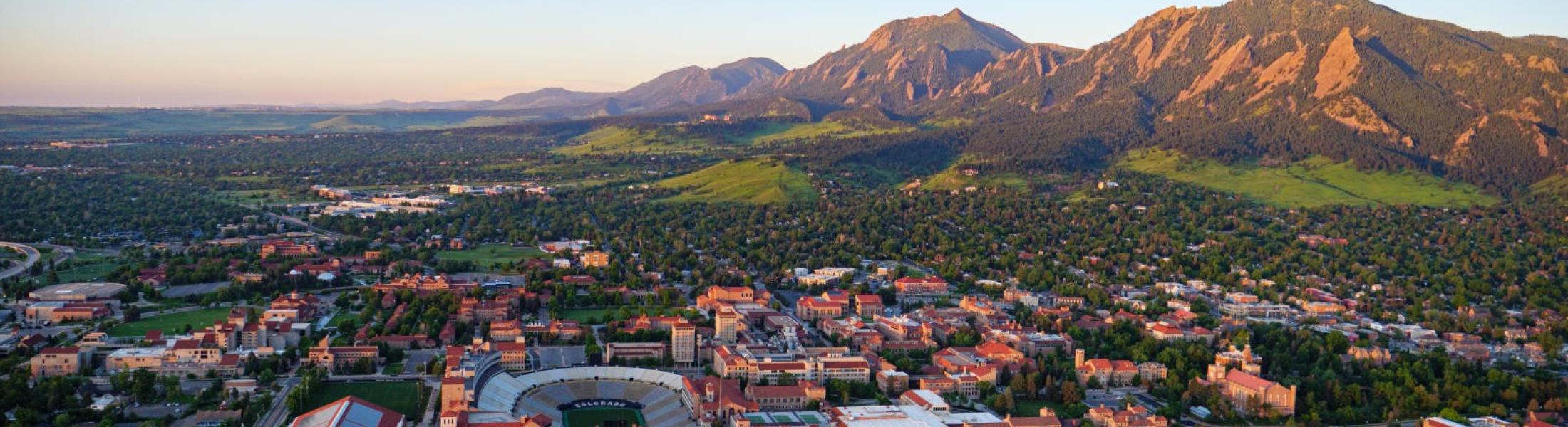 Birdseye view of the University of Colorado at Boulder campus.