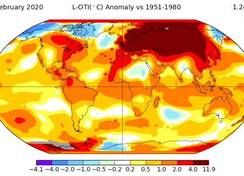 A surface temperature anomaly or trend map by NASA.