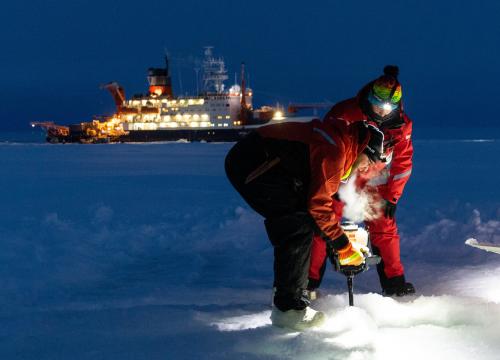 Scientists coring sea ice - credit Marcel Nicolaus