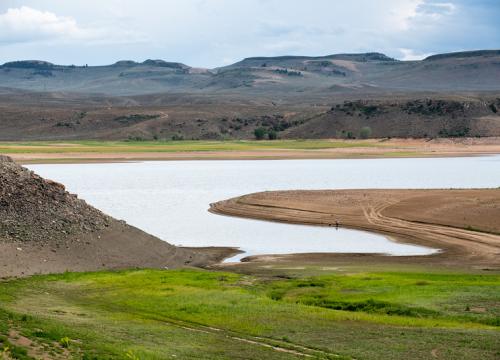 Historic low water levels at Blue Mesa water reservoir. Credit: Tom Wood, Water Desk