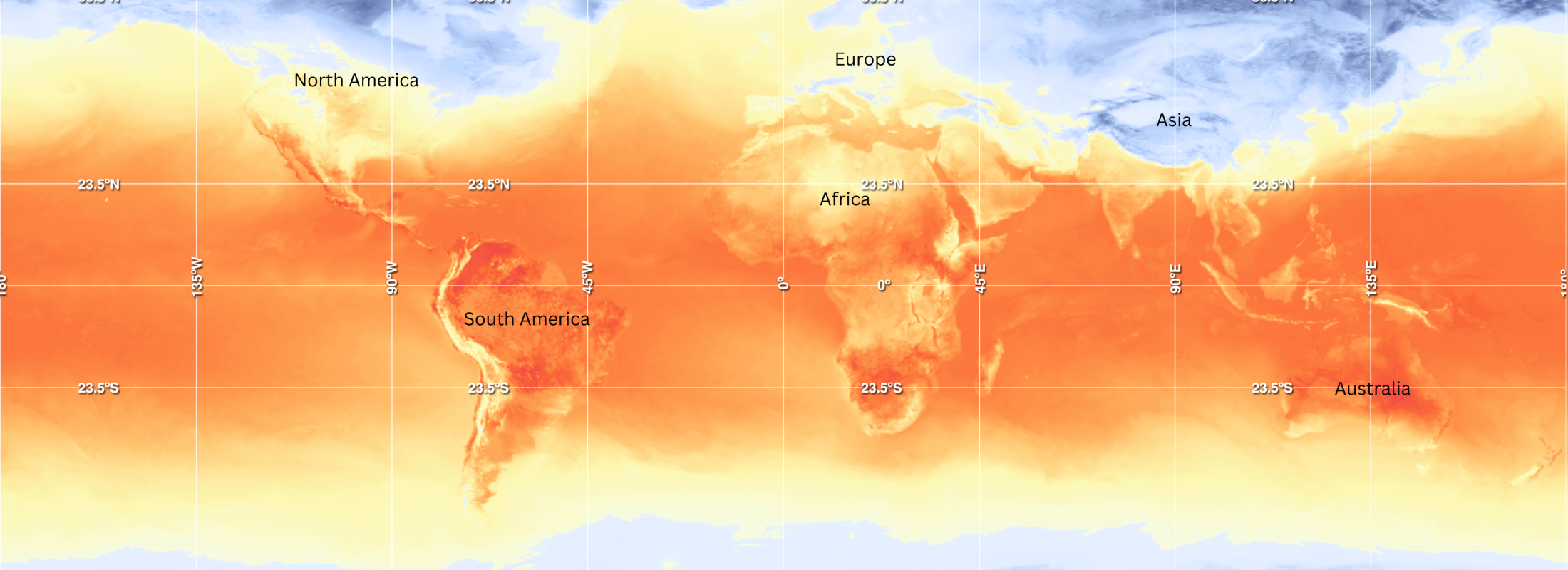 World map with blue and orange colors