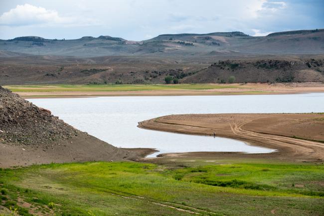 Historic low water levels at Blue Mesa water reservoir. Credit: Tom Wood, Water Desk