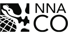 Black and white logo featuring a stylized snake wrapped around a globe on the left, with the text ‘NNA CO’ on the right