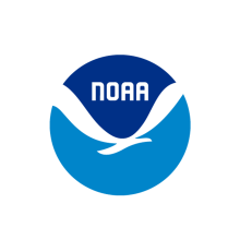 NOAA logo featuring a white bird silhouette with outstretched wings inside a blue circular background, with the acronym 'NOAA' in white at the top